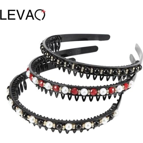 LEVAO 2021 New Hairband Bezel Headband Women Pearl Hair Band Hair Hoop Fashion Plastic All-match Temperament Hair Accessories