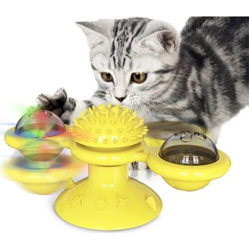 Plastic Spinning Windmill Smart Cat Toy Funny Turntable Teasing Pet Toy Scratching Tickle Cats Hair Brush Interactive Puzzle