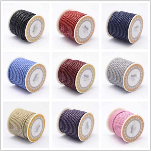 Braided Leather Cord 3mm 4mm 5mm 6mm Head Layer of Cowhide Thread Cords Beading Bracelet Jewelry DIY Making F80