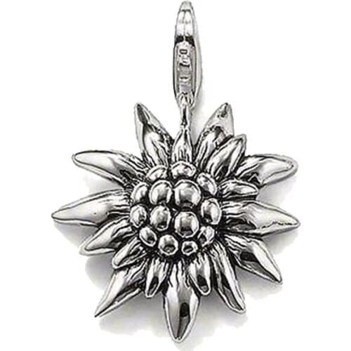 Silver Plated Edelweiss Charms Pendants Fit Chain Bags Necklaces Bracelet, European Most Fashion Glam Jewelry Gift for Women Men