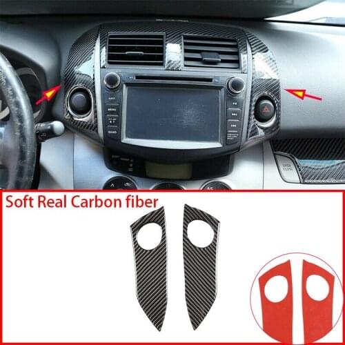 Carbon Fiber Center Warning Light Switch Panel Cover Fit For Toyota RAV4 2006-2012