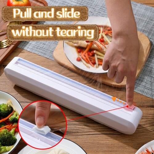 Suction cup type plastic wrap cutter household divider adjustable storage cutting box creative kitchen supplies tools