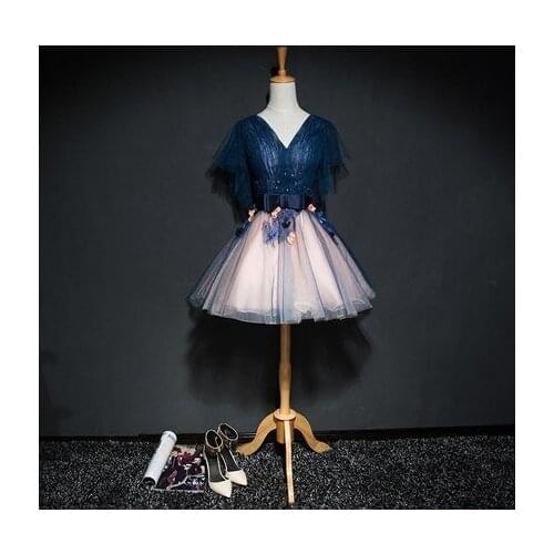 Luxury embroidery flowers short lolita dress butterfly sleeve beading/cartoon/carnival cosplay