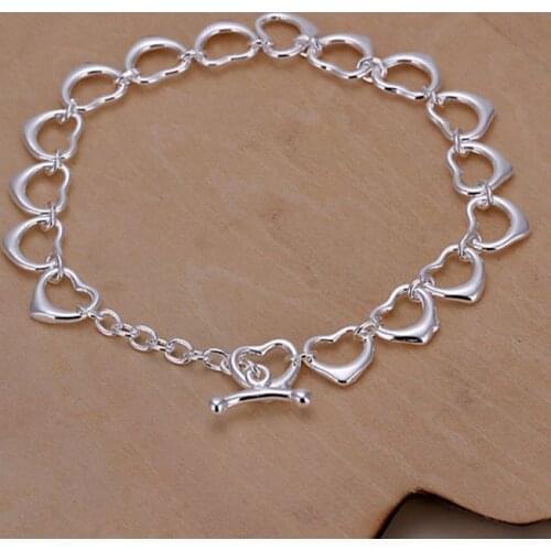 Bracelet Silver Plated Bracelet Silver Trendy Jewelry Bracelet Small Hearts Jewelry Wholesale Free Shipping askj LH162
