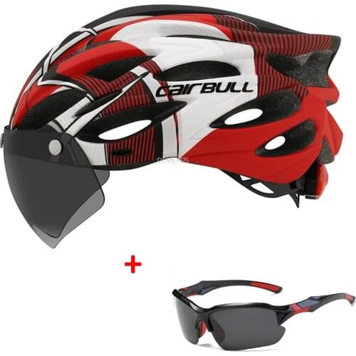 Outdoor Cycling Riding Helmet with Glasses Road Bike Bicycle Safety Cycle Mtb Taillight Helmet Protective Comfort Removable Lens