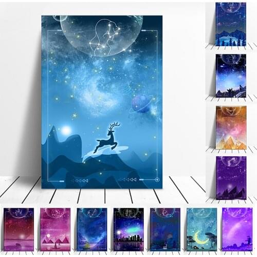Nordic Cartoon Twelve Constellations 12 Zodiac Signs Canvas Paintings Wall Art Posters Pictures For Living Room kids Room Decor