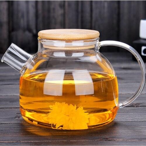 1000ML Glass Teapot Kitchen Bar Glass Tea pot Glass Heat Resistant Flower Tea Bottle