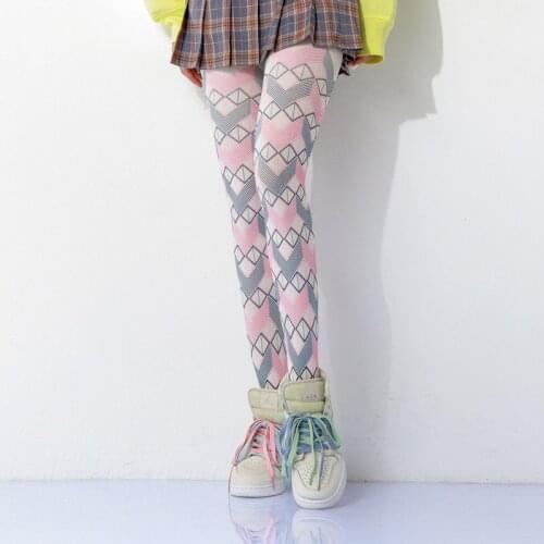 Spring and autumn pantyhose womens color plaid pattern printing fashion trendy pantyhose leggings