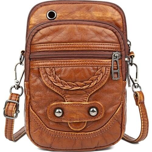 Vintage Ladies PU Leather Crossbody Bag Weave Coin Purse 2020 Small Rivet Travel Phone Bags Elegant Retro Messenger Shoulder Bag