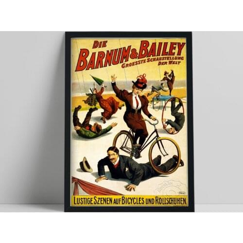 Vintage German Barnum & Bailey Circus Poster, Vaudeville Show Canvas Painting, Nostalgic Style Circus Troup Souvenir Home Decor