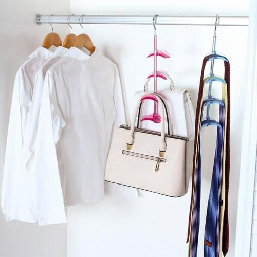 Rotatable Bedroom Hanger Handbag Scarf Hanging Organizer Shawl Scarves Hook Closet Clothing Wardrobe Storage Holder