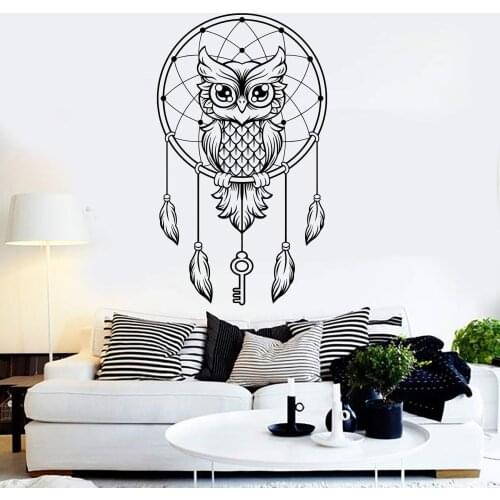 High quality vinyl dream catcher wall decal owl stickers dream bedroom art stickers, beautiful wall decoration stickers bm09