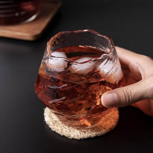 Japanese Handmade Hammered Whiskey Glass Heat-resistant Juice Cup Liquor Whisky Crystal Wine Glass MDJ998