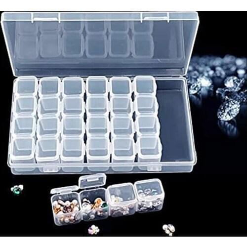 28 Grids Storage Box For Diamond Painting Tool Accessories Drill Jewelry Beads Storage Transparent Nail Tools Rhinestones Boxes