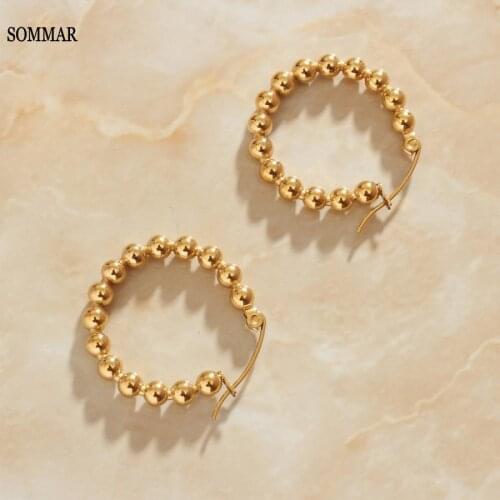 SOMMAR Newest Arrival Gold Filled female earrings earring female 2021 Ball of gold women earring Girlfriend Birthdays Gift
