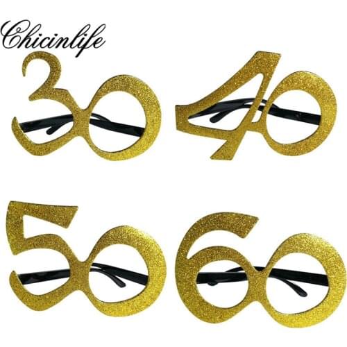 1Pcs 30th 40th 50th 60th Glasses Photo Booth Props Adult Birthday Party Funny Glasses Anniversary Birthday Decoration Supplies