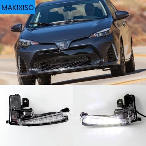 2PCS Led DRL Front Bumper Fog Lights Fog Light Driving Fog Lamp cover Frame for Toyota Corolla SE XSE 2017 2018 2019