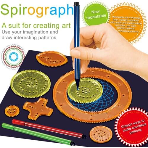 20ml Spirograph Drawing Toy Set Interlocking Gears Wheels Painting Drawing Accessories Creative Educational Toy Spirographs