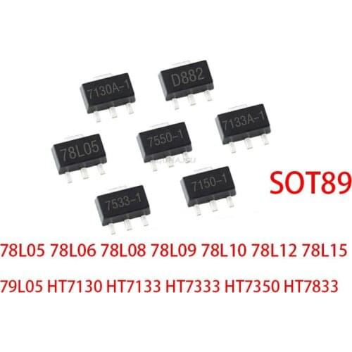 20PCS 78L05 78L06 78L08 78L09 78L10 78L12 78L15 79L05 HT7130 HT7133 HT7333 HT7350 HT7833 SOT89 New Triode Regulator Transistor