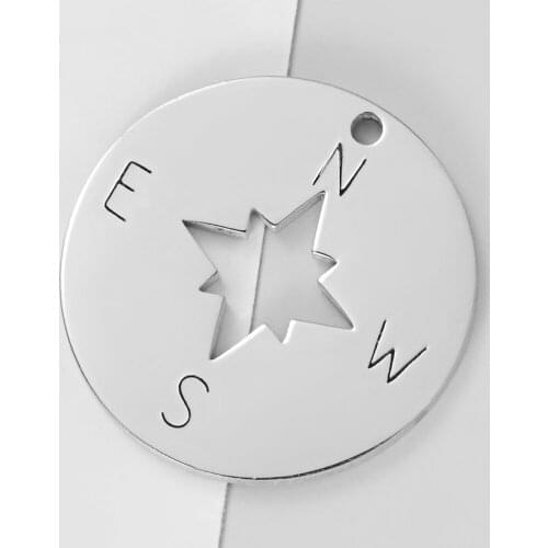 30pcs/Lot Stainless Steel Mirror Polish Big and Small Compass DIY Charms Pendants For Making Necklace Bracelet Accessories