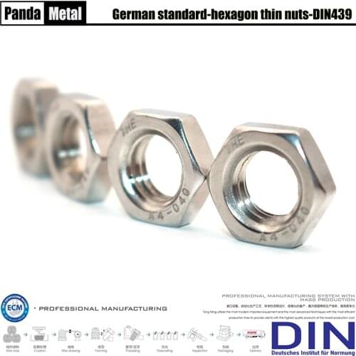304/316 stainless steel thin hexagon nut DIN439 thin nut A2-035/A4-040 German industrial standard M6M8M10M12M14M16M20M24