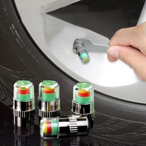 4pcs Car Auto Tire Pressure Monitor Gauge Alert Sensor Indicator Valve Caps Wheel Tires Valves Tyre Stem Air Caps Airtight Cover