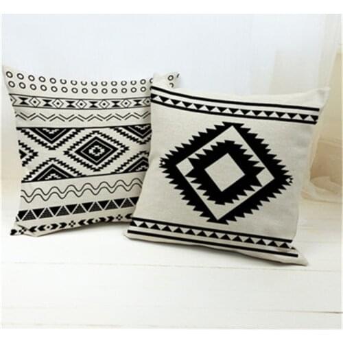 45*45cm Cushion Cover Home Textile Classic Black White Abstract Geometry Diamond Throw Pillow Case Home Bedding Couch Pillows