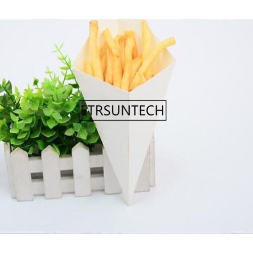 500pcs Disposable Cone Kraft Paper French Fries Cup Fried Chicken Wings Popcorn Dessert Storage Boxes