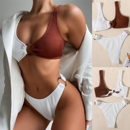 Stitching knot Two Piece Bikini womens summer fashion sports sexy swimsuit two piece bikini Push-Up Padded Bra Bikini Swimwear