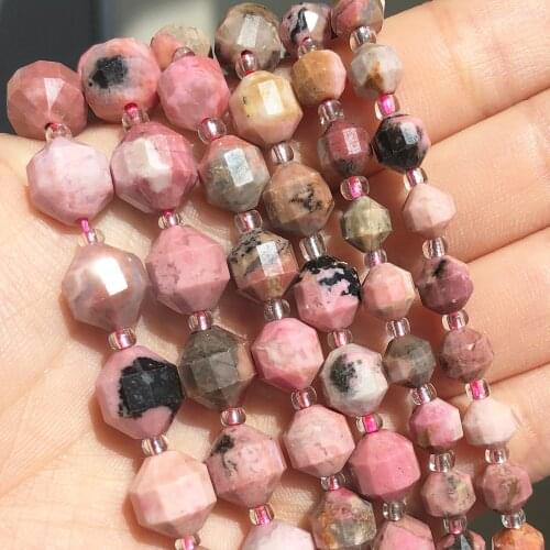 Natural Black Lace Rhodonite Gem Stone Olive Shape Spacer Loose Beads For Jewelry DIY Making Bracelet Accessories Wholesale