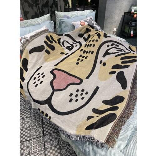 Cartoon American Style Tiger Blanket Throw on Sofa Bed Blanket Towel Plane Decorative Animal Blanket Piano Cover
