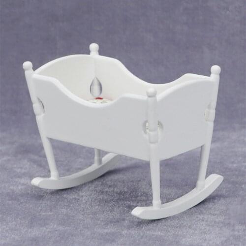 1/12 Scale Doll House Wooden Bassinet Cradle Cot Beds Bedroom Scenery Accs