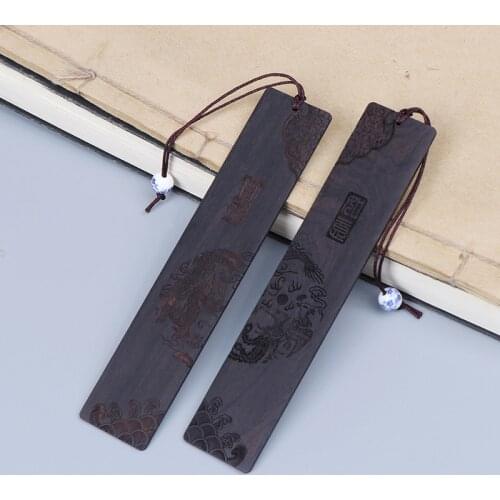 Chinese style retro bookmarks ebony sandalwood wood quality, exquisitely carved high-quality stationery bookmarks