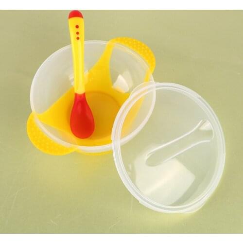 Baby Tableware Dinnerware Suction Bowl with Temperature Sensing Spoon baby food toddler boy girl dinner Feeding Bowls dishes