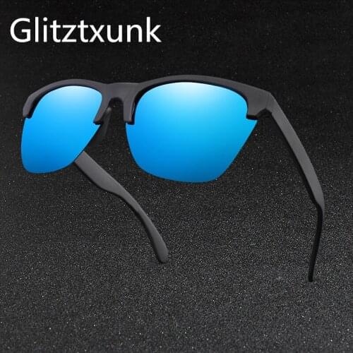 Glitztxunk Polarized Semi-Rimless Sunglasses Women Men Square UV400 Classic Brand Designer Retro Sun Glasses Oculos De Sol Gafas