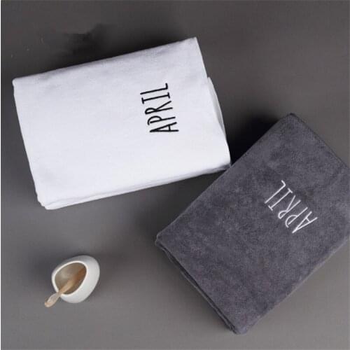 Hap-deer 140x70 cm Embroidery 12 month Towel High Quality White Bath Towel Sport beach Towel Bathroom For Home Hotel Wedding