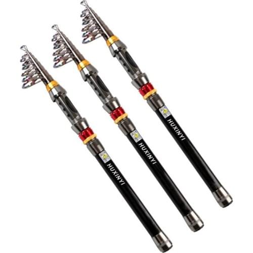 HUXINYI Carbon Fiber Portable Telescopic Fishing Rod Sea Carp Fishing Spinning Rod Fish Hand Fishing Tackle