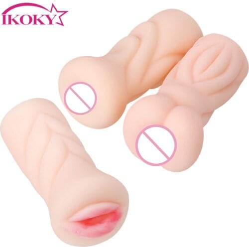 IKOKY Oral Sex Adult Products Erotic 4D Realistic Silicone Male Masturbation Artificial Vagina Mouth Anal Sex Toys for Men