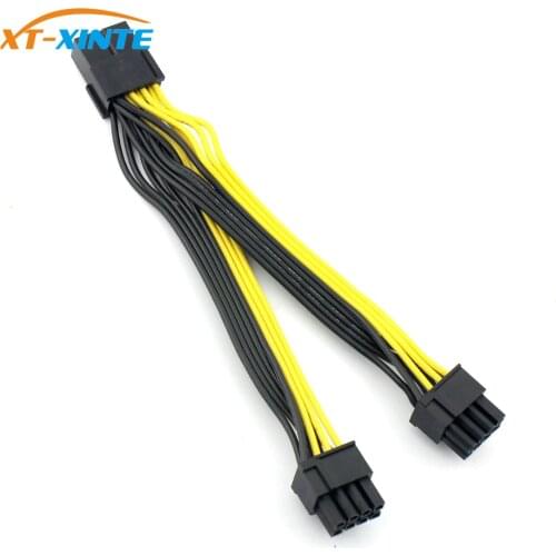 PCI-E PCIE 8p Female to 2Port Dual 8pin 6+2p Male GPU Graphics Video Card Power Cable Cord 18AWG Wire Cable for BTC Miner Mining