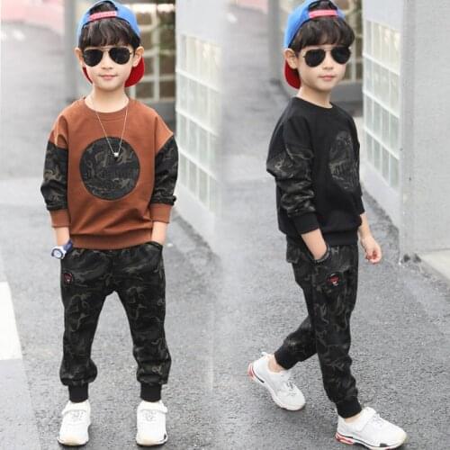 Children Boys Clothing Set 2021 New Teen Outfits Kids Boys Camouflage Disguise Tracksuit Sportwear Sport Suit 4 6 8 10 12 Years