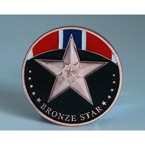 USA Bronze Star Medal Commemorative Coin Heroic or Meritorious Achivement Honor Badge Military Souvenir Gift