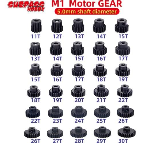 Metal Pinion Motor Gear Set Steel 5PCS M1 5mm 11T 12T 17T 20T 21T 23T 25T 27T 30T for 1/8 RC Car Monster Truck Brushless Motor