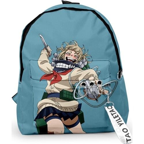 My Hero Academia Himiko Toga Fashion Oxford Fabric One Shoulder Keychain Backpack Printed Casual Student School Bag