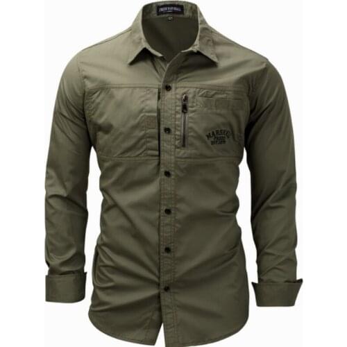 Mens Military Clothing Autumn Army Shirt Men Cotton Tactical Shirt Zipper Design Long Sleeve Work Shirts chemise homme MY472