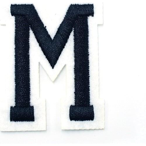 Letter: M (Size:4*5.5cm) DIY Cloth Patch Badge Embroidered Cute Badges Hippie Iron On Kids Cartoon For Clothes Stickers