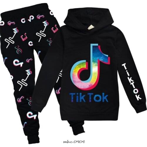 2021 Kids New Tik Tok Children Tracksuit Spring Autumn T-shirt Childrens Boys Girls Tik Tok Clothes Hooded+Pants Suit