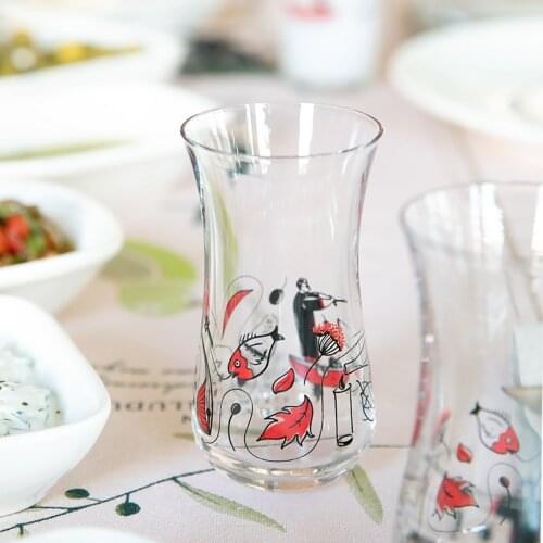 Pasabahce raki glass lead free high quality crystal transparent glass surface permanent colorful printed home tableware cups