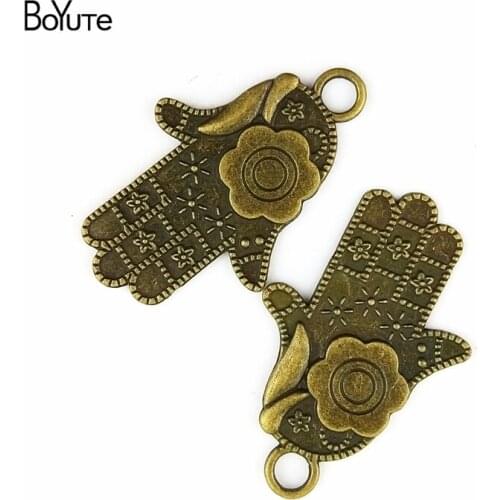 BoYuTe (40 Pieces /lot) 26*41MM Plam Charms Pendant Antique Bronze Plated Metal Alloy Diy Pendant Diy Jewelry Making Accessories