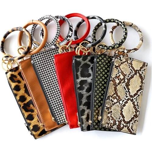 National Style Pendant Bag Bracelet Snake Leopard Print PU Leather Tassel Leather Card Package 2020 New Fashion Women Jewelry