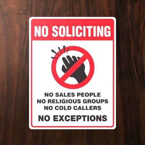 NO COLD CALLING - No Soliciting Salesman Callers Warning House Door Sticker Sign